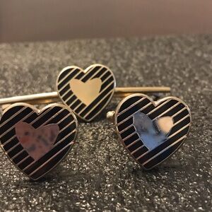 Heart-Shaped Black and Gold Cufflinks